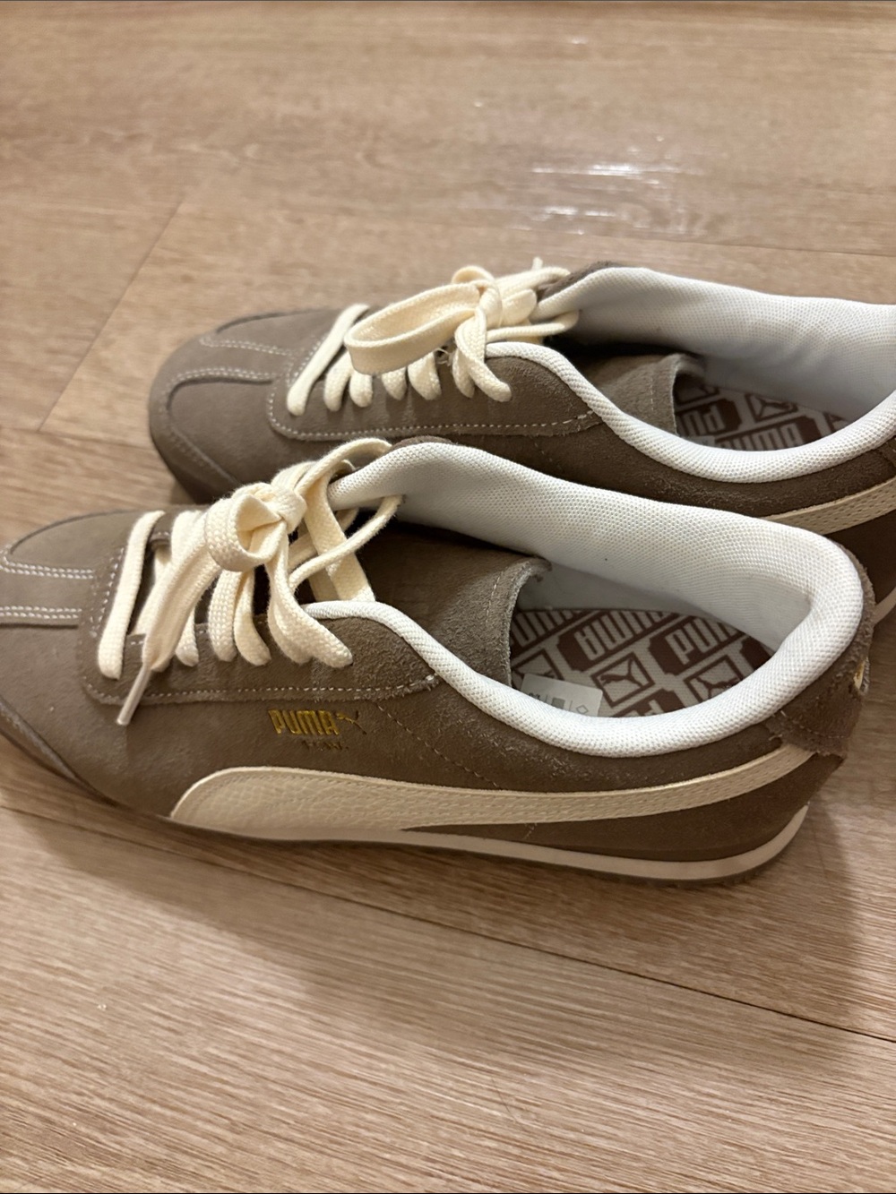 Puma Men’s Low-Top Suede Sneakers in Taupe and Cream